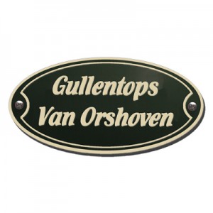 Emaille naambordjes ovaal met kader en rand