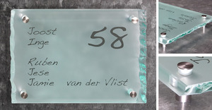 Glazen naamplaat mat