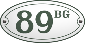 Emaille huisnummers ovaal met kader en rand. 