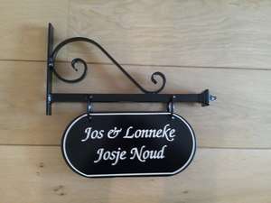 Uithangbord Brugge met kader- 2 kanten tekst